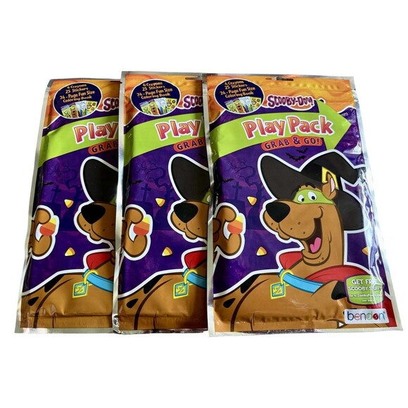 3 Halloween Scooby Doo Play Pack Grab Go Activity Set Coloring Crayons Stickers - Picture 1 of 3